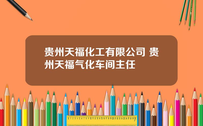 贵州天福化工有限公司 贵州天福气化车间主任